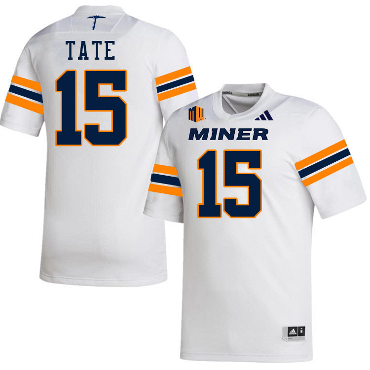UTEP Miners #15 Trevon Tate College Football Jerseys,Uniforms-White